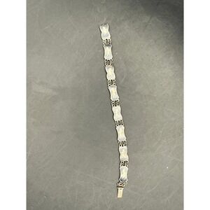 Vintage Siam Sterling Silver‎ Niello Dancer Bracelet Thai Goddess Jewelry 7"